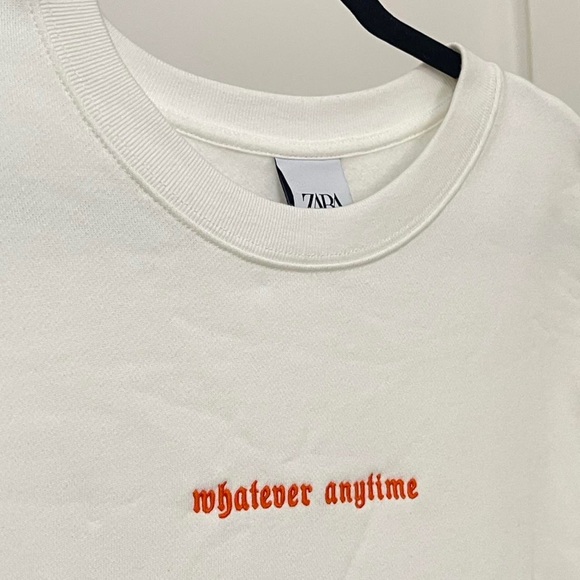 Zara Jumper Mens “Whatever Anytime” Embroidered and Print 100% Cotton Size L - Picture 3 of 4